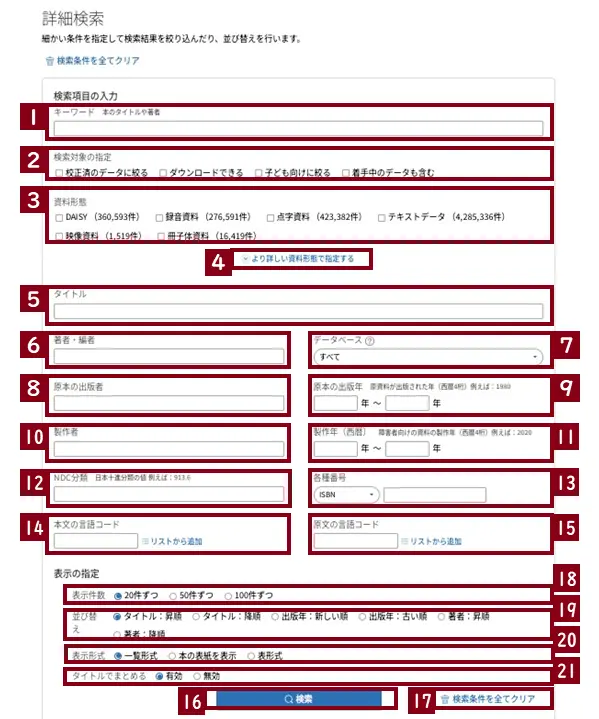 みなサーチの詳細検索画面のキャプチャ画像